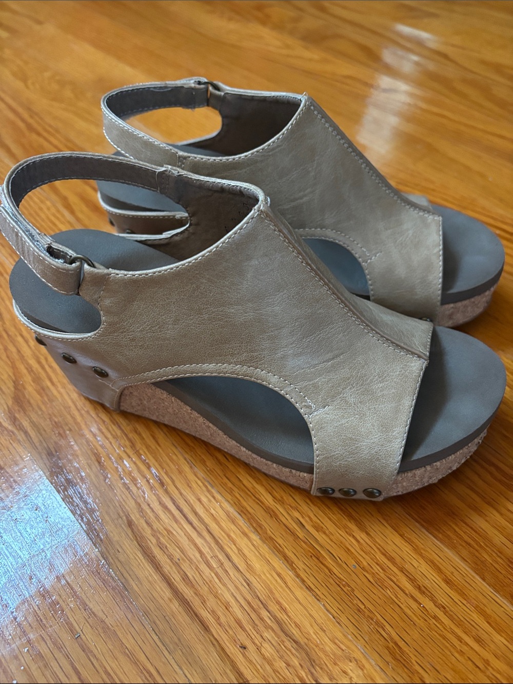 Corky’s Boutique Taupe Platform Slingback Sandals